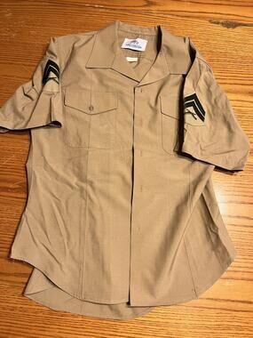 USMC DSCP Khaki Shirt Short Sleeve 16.5 Military Unif NSN: 8405-01-515-8975